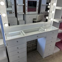 New Large White Vanity With LED Strip