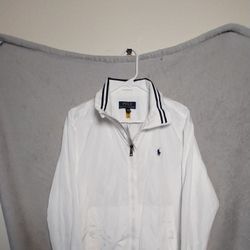 Polo by Ralph Lauren White  Windbreaker NWT! Navy Striped Collar Polo Print Navy/Red Flipped Collar