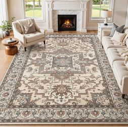 Washable 8x10 Area Rug Vintage, Non Slip