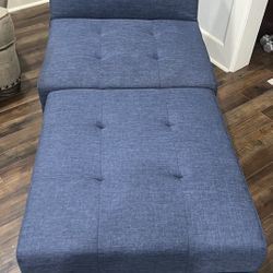 Pemberly Row Contemporary Microfiber Fabric Convertible Sofa Bed in Blue