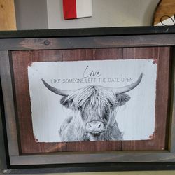 Cow Bull Quote Custom Framed Sign