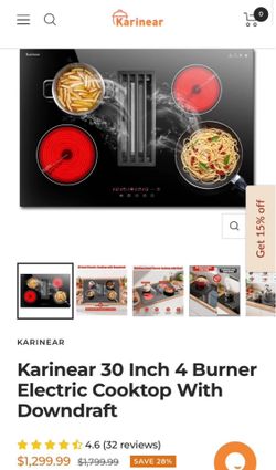 Karinear 30 Inch 4 Burner Electric Cooktop With Downdraft