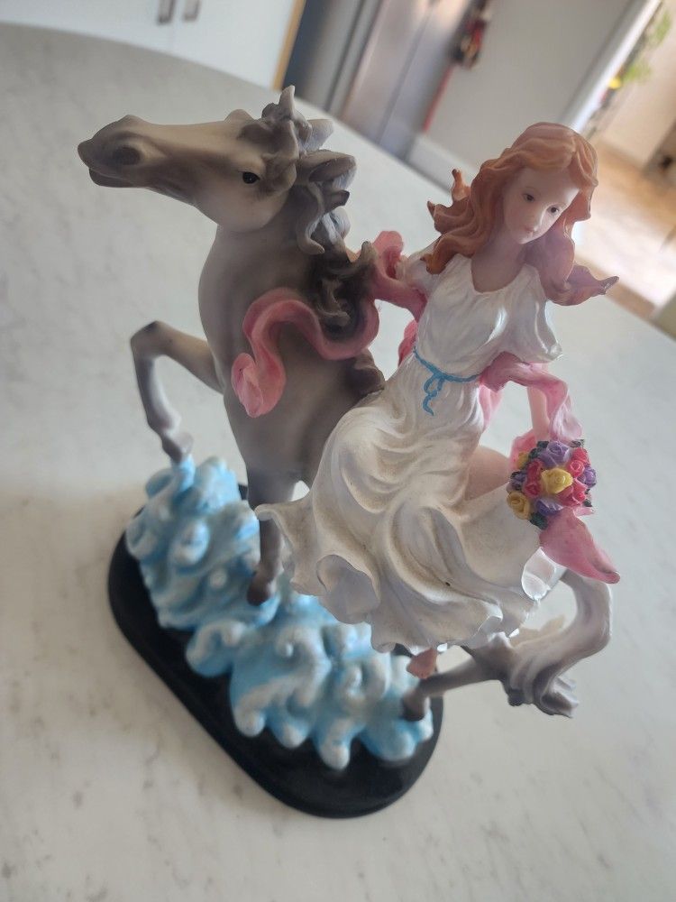 Girl On Horse Figurine/Nick Nack