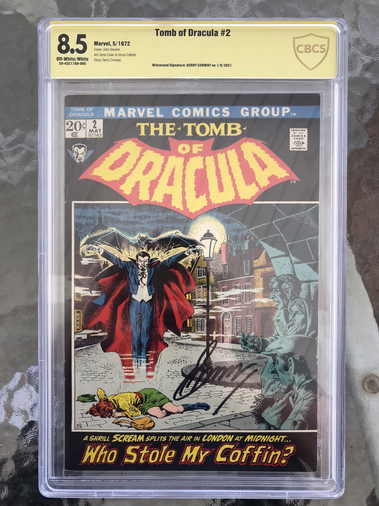 Tomb of Dracula #2 (2972) CBCS 8.5 — O/w To White Pages; Witnessed Conway Signed