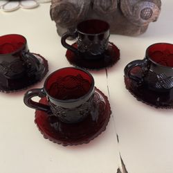 Avon Ruby Red Cape Cod Cup And Saucer 