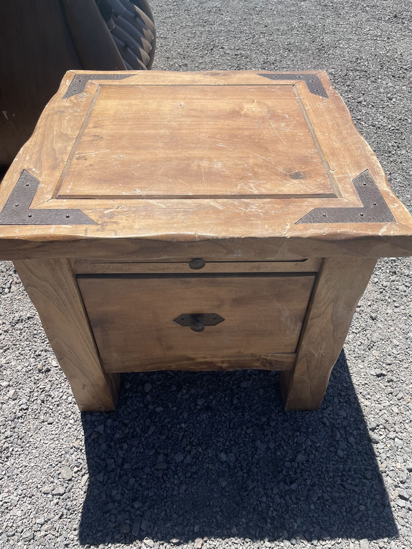 Solid Wood Nightstand Stand End Table With Drawer and Slide