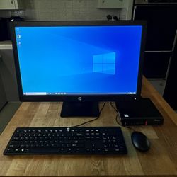 Lenovo ThinkCentre Micro PC - Complete Desktop Computer - Intel i5 Processor / 256GB SSD Hard Drive / 8GB Memory / 24 Inch HP Monitor / Windows 10 Pro