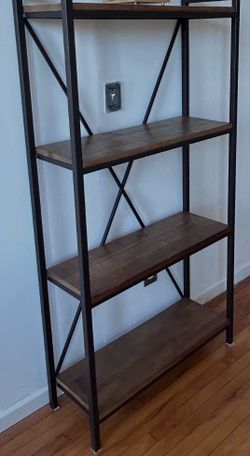 Metal wood four unit shelf