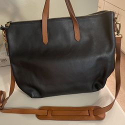 Madewell Zip Top Medium Transport Leather Tote 