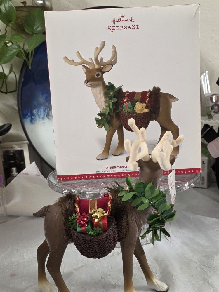 2016 Hallmark Keepsake Father Christmas's Reindeer Tabletop Centerpiece .
