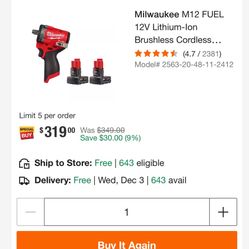 M12 Stubby 1/2” Impact Wrench 
