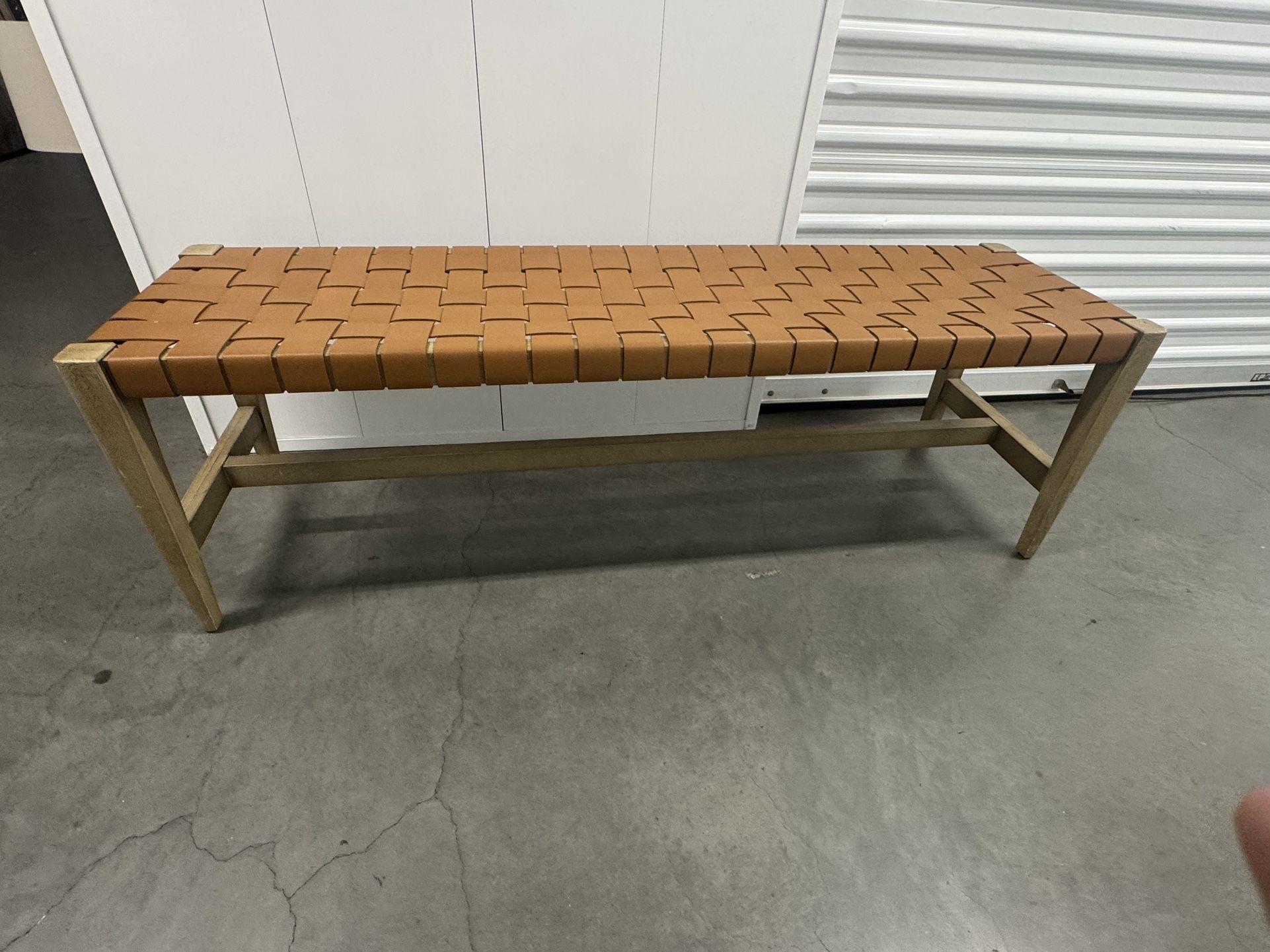 West Elm Woven Leather Bench
