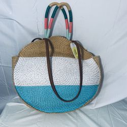 New Boho Round Large Woven Handbag Multicolor