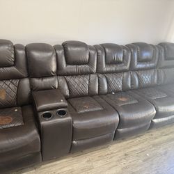 Home theater recliner couch set
