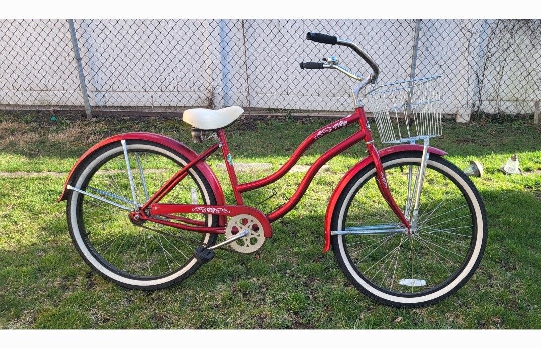 BIKE BICYCLE Beach Cruiser WITH FRONT BASKET 