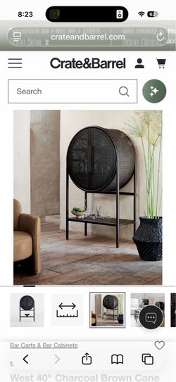 Crate & Barrel - Fully Stocked Bar Cabinet + Alcohol & Glassware — $1,800