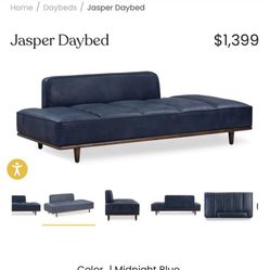 Jasper Day Bed Leather Modern Poly And Bark  Sofa Couch Mid Century Modern 