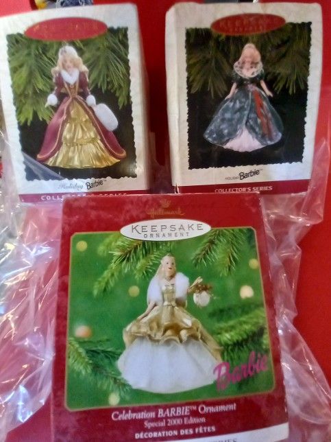 Collectable Hallmark Keepsake Barbie Ornament Lot Of 3