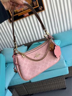 Coach Pink Signature Canvas Shoulder Bag