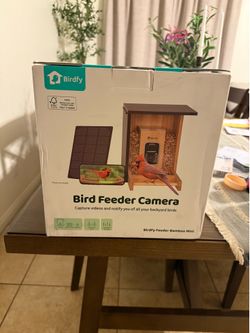 Birdfy Feeder Bamboo Mini With Camera & Solar Power Panel New In Open Box