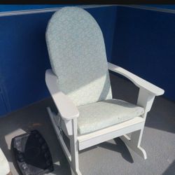 Wonderful World Market WHITE rocking ADIRONDACK CHAIR & CUSHION