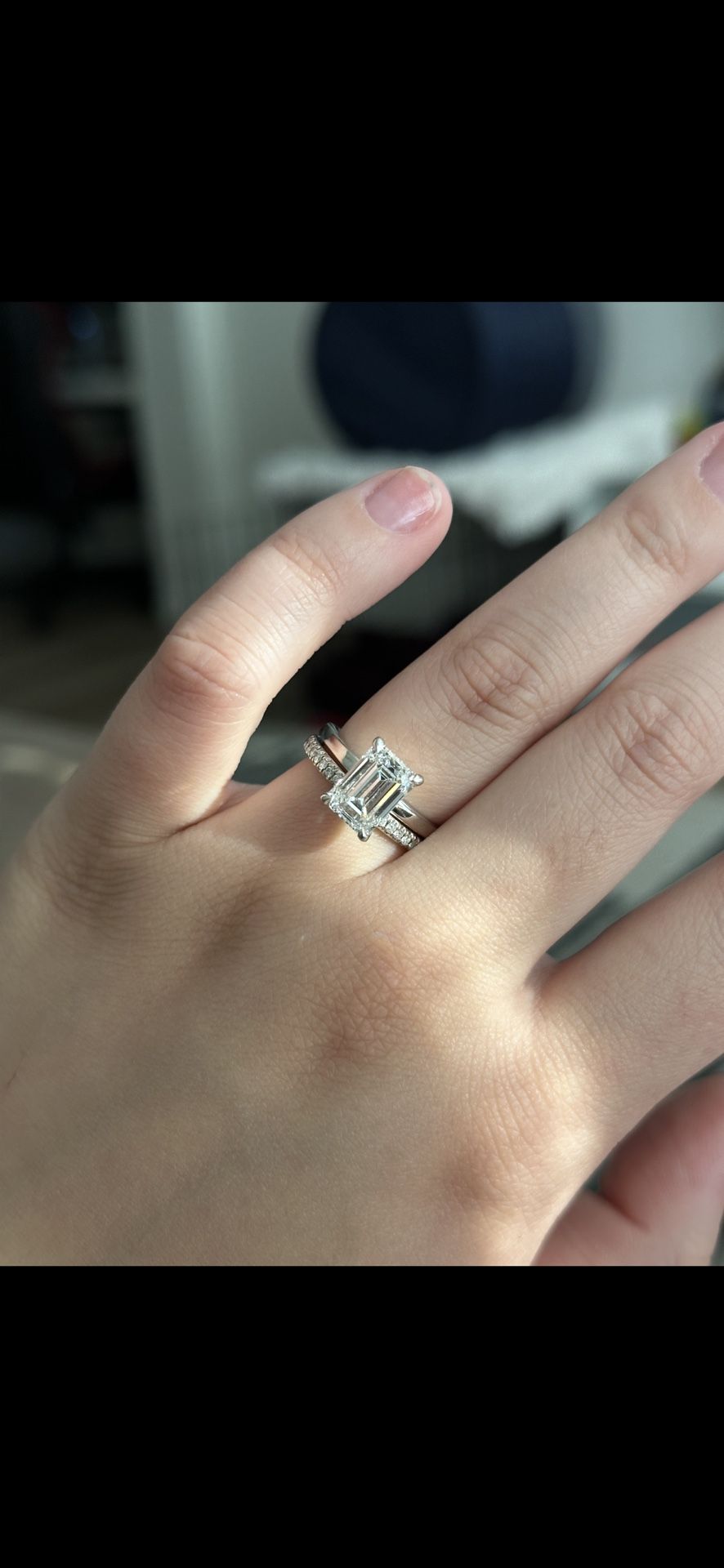 3.04ct Emerald Lab Diamond Engagement Ring