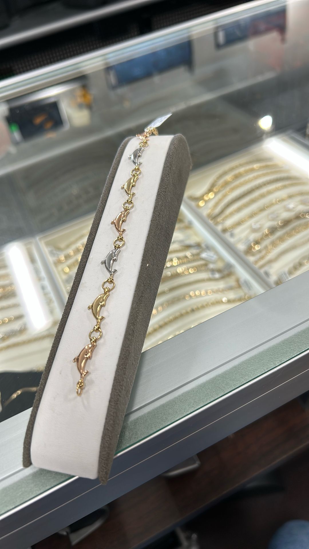Gold Tri Color Dolphin Bracelet