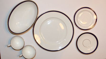 Lenox Federal Cobalt 49 Piece Set Plates/Tea Cups/ Saucers/ Bowl