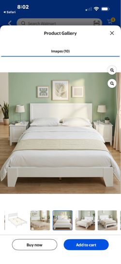 Costway Queen Size Platform Bed Frame Modern White New **