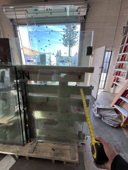 3/8 Inch Clear Temp Glass 32 X 69 (good Condition) With Hardware