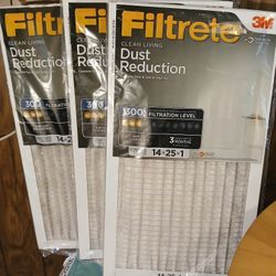 BRAND NEW FILTRETE Dust Reduction Air Filters (14x25x1) x3 Filters - $10
