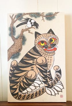 #Tiger and Magpie Traditional Art/Original Painting 