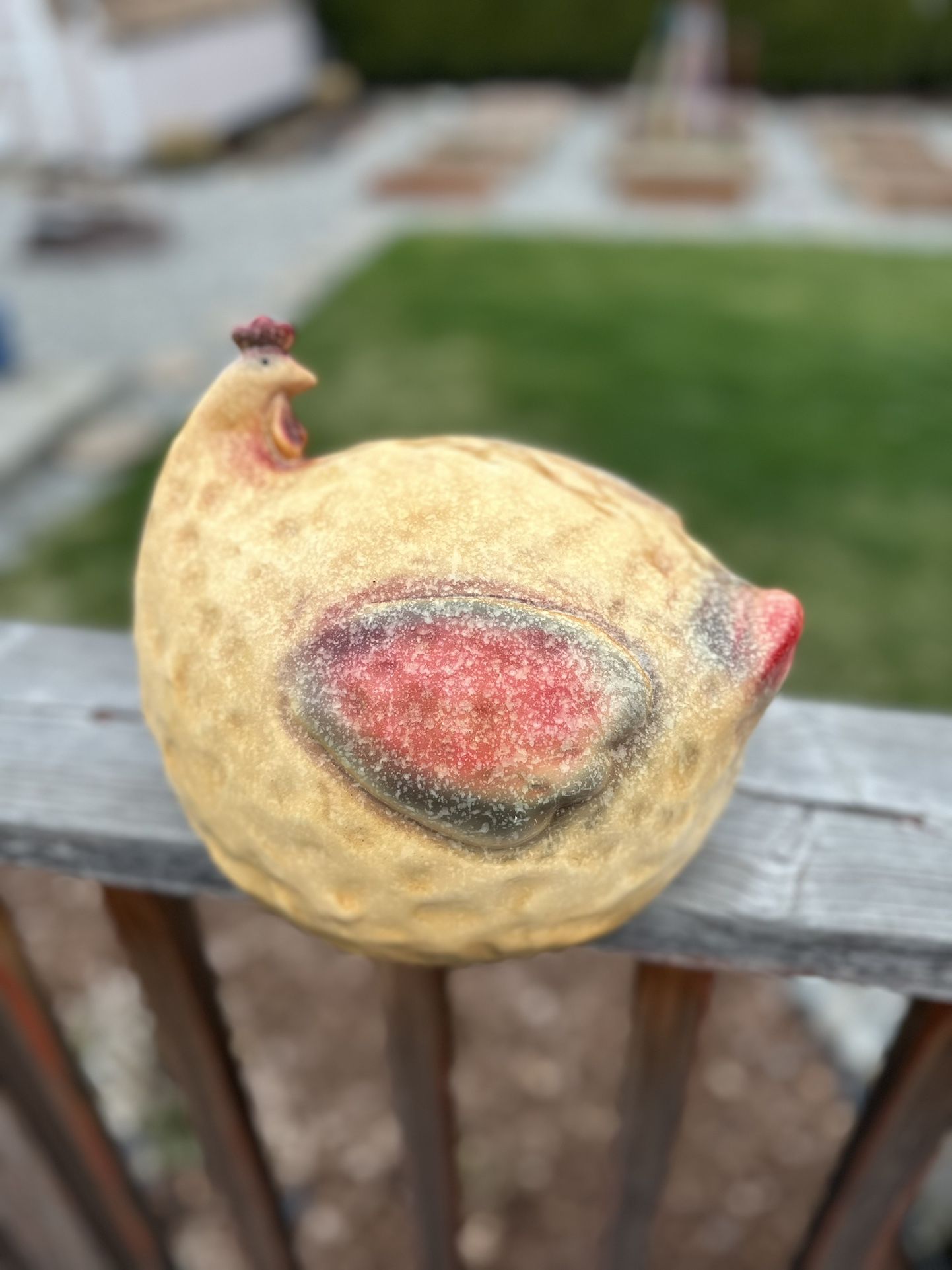 Vintage Hen Figurine, Chicken Decor, Farmhouse Kitchen Decor, Cottage Decor Folk Art Chicken