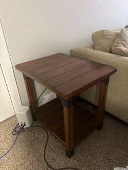 Wood End Table with Lower Shelf
