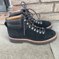 Madewell Citywalk Lugsole Hiker Boots Black Suede Leather Cloudlift Lace Size 7