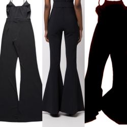 Charlotte Russe Backless Spaghetti Straps Wide bell Legs Jumpsuit Size S