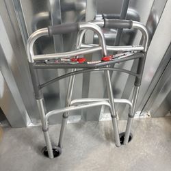 Drive Medical Deluxe Two-Button Folding Walker with 5-inch wheels