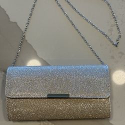 Gold Sparkle Clutch With Chain Purse