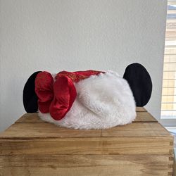 Disney Parks Exclusive Minnie Mouse Holiday Faux Fur Santa Hat with Ears & Bow