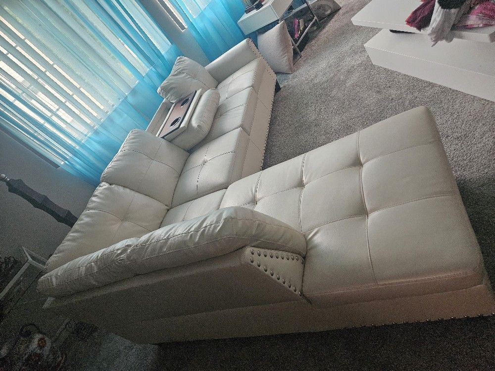 Leather White Sectional