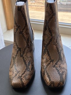 Size 6.5 Brown Faux Snakeskin Boots