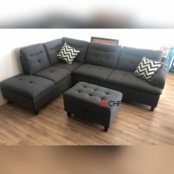 new sectional sofa with storage ottoman105" x 77" x 37" H