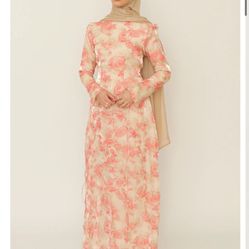LaMeera Moda Daisy Organza Floral Maxi Dress- Pink size small  