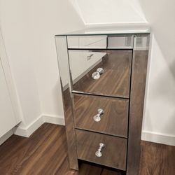 Mirror glass silver nightstand