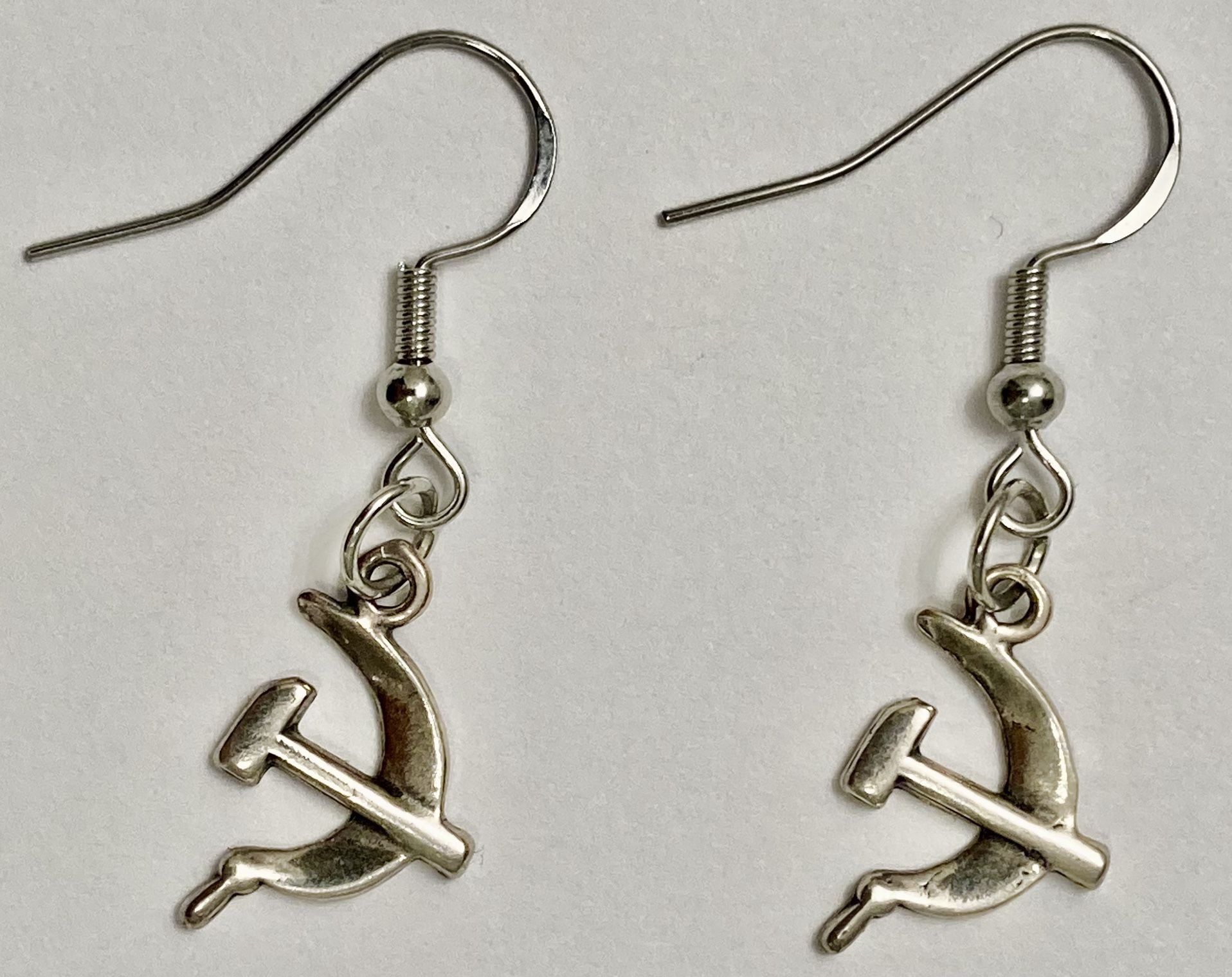 Vintage / Retro Soviet Hammer And Sickle Sterling Silver Earrings!!!