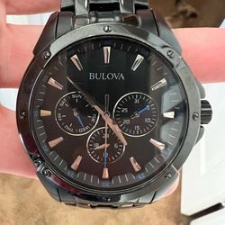 Bulova men's stainless black 98c121