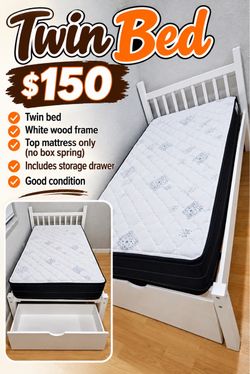 Twin bed with mattress