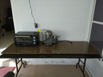 6' X 2' Granite Slab Wood Top Table 70" X 28" With Metal Legs Solid Sturdy Folding