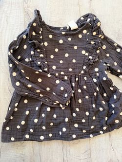 Girls Polka Dot Muslin Long Sleeve Top h&m