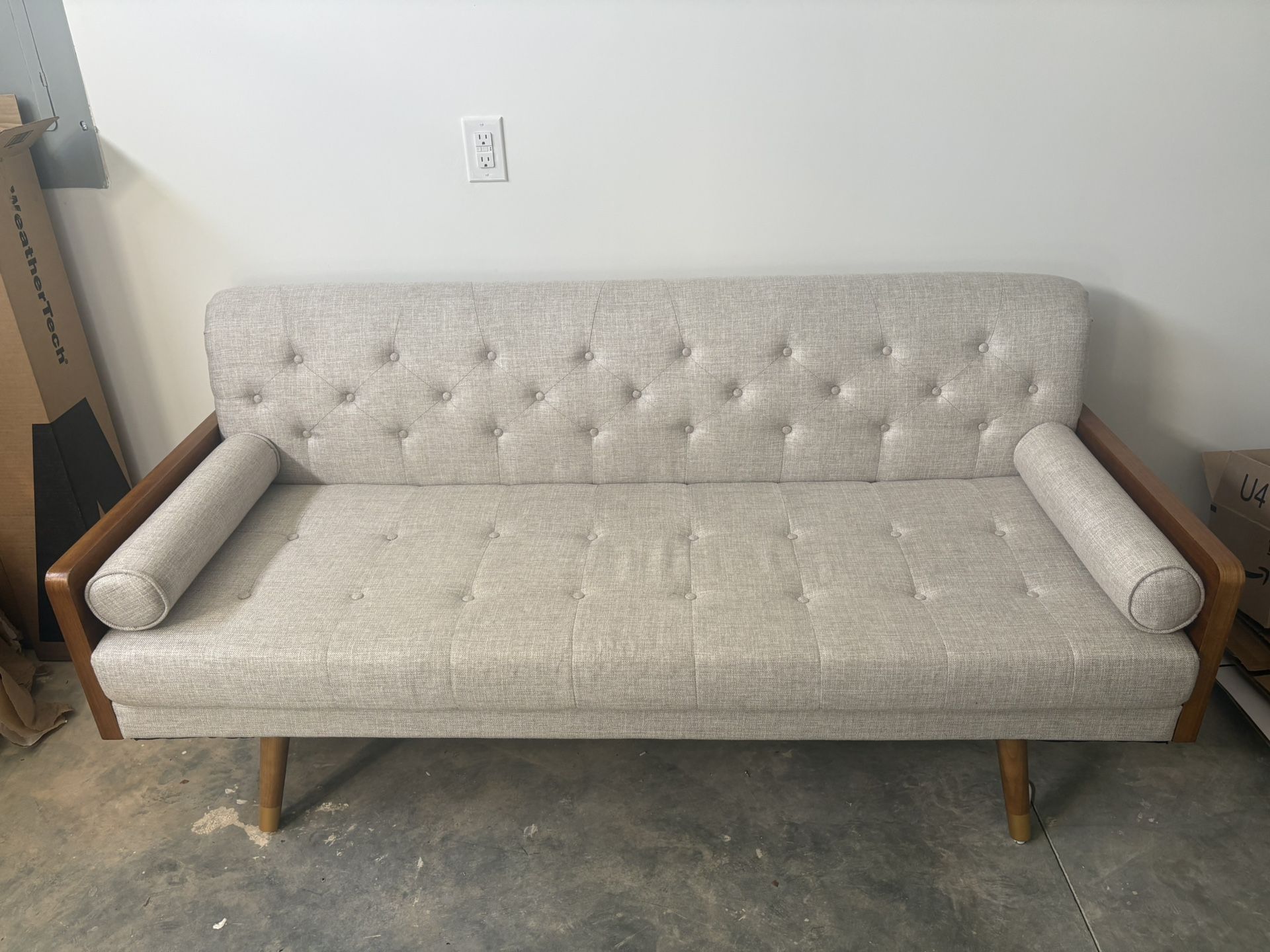 Beige Mid century Modern Wayfair Sofa 